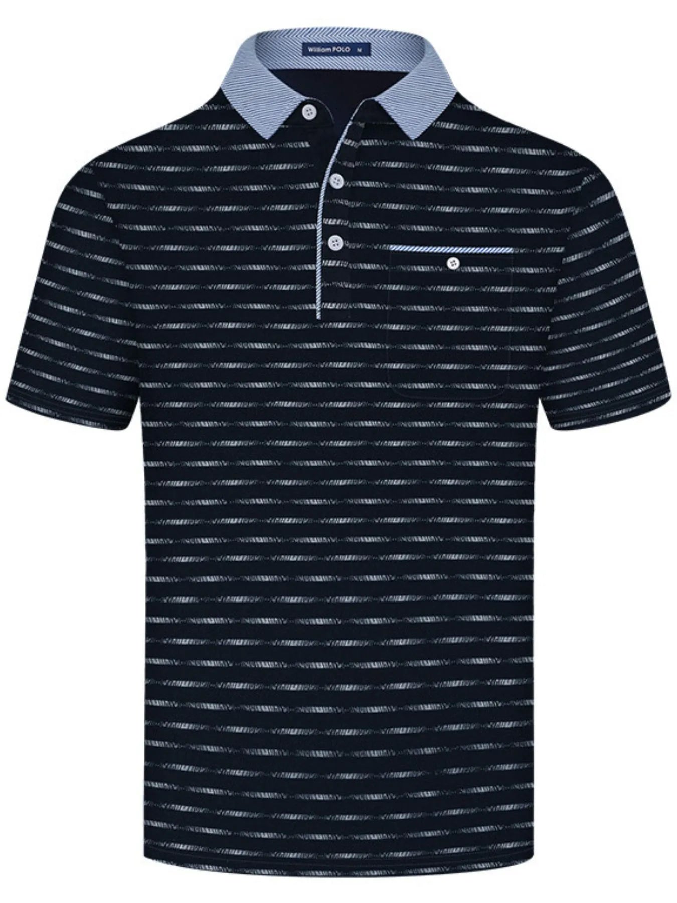 Men's Plus Size Classic Striped Polo Shirt with Contrast Collar