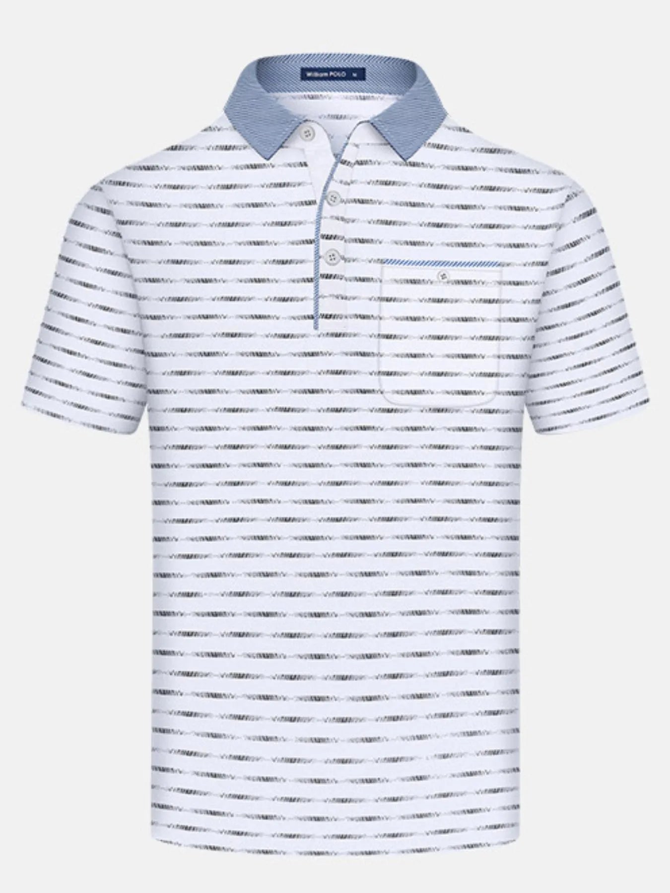 Men's Plus Size Classic Striped Polo Shirt with Contrast Collar