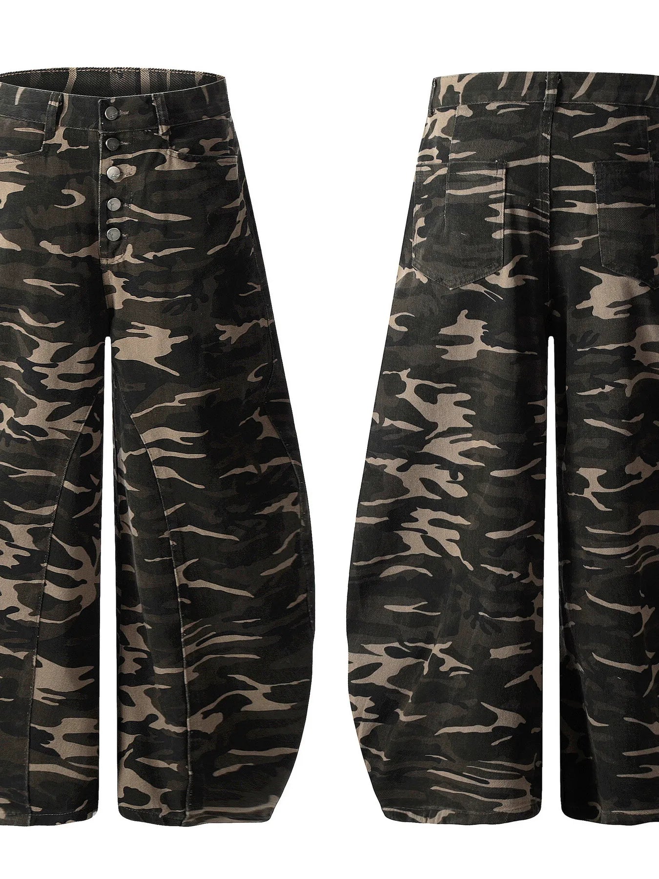 Men's Button Fly High Waist Curved Jeans