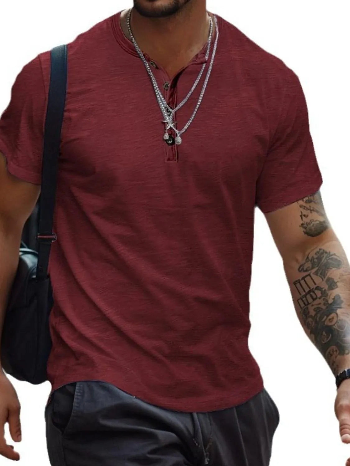 Men's Full Size Button Henley Collar Polo Shirt Plus Size