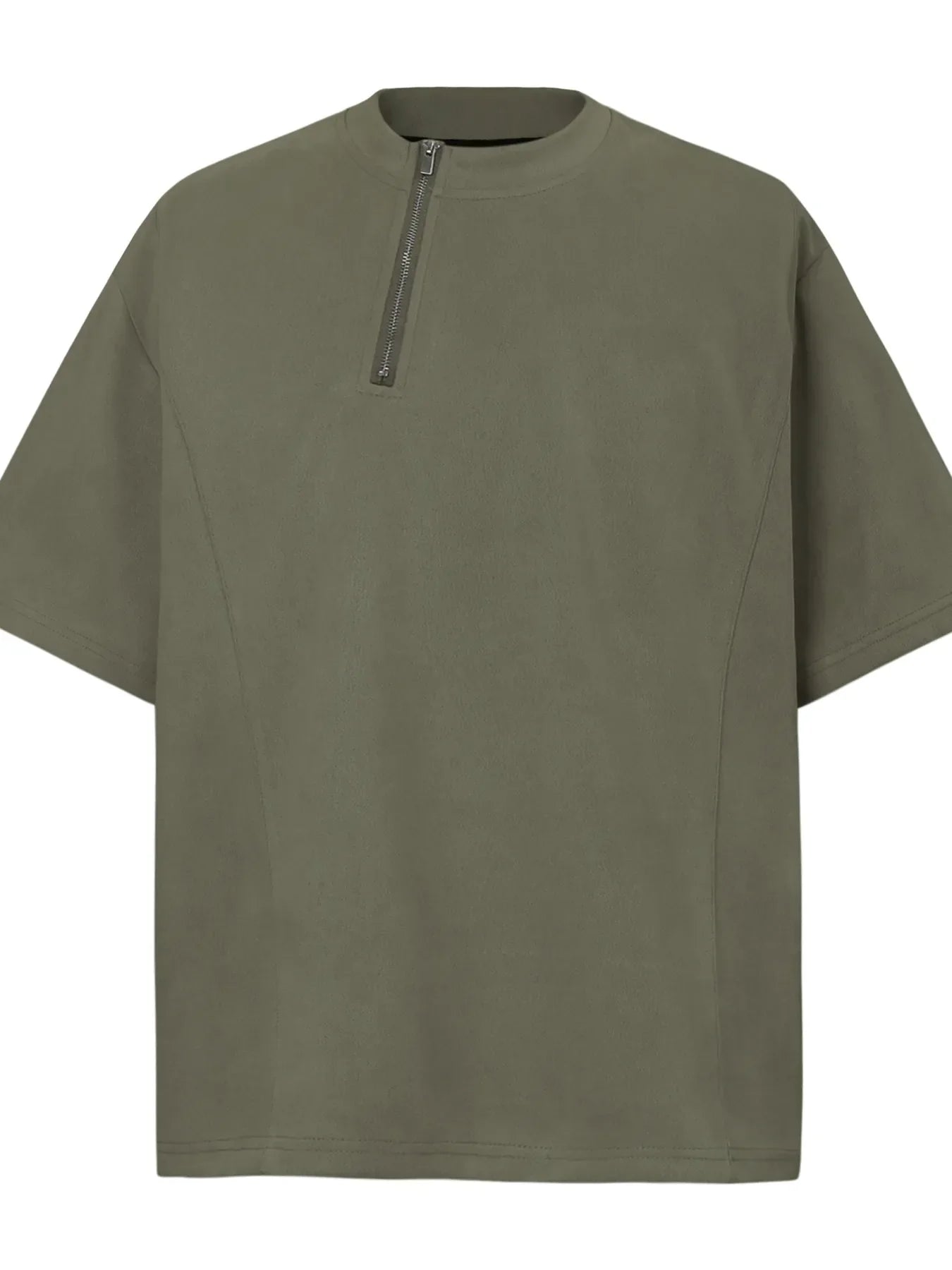 Men's Oversized Diagonal Zip Short Sleeve T-Shirt