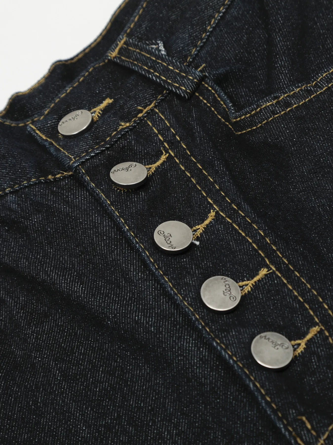 Men's Button Fly High Waist Curved Jeans