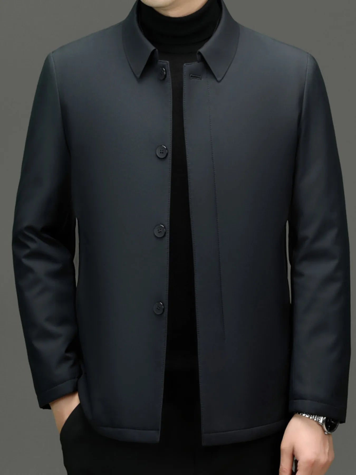 Men's Plus Size Button Up Long Sleeve Jacket