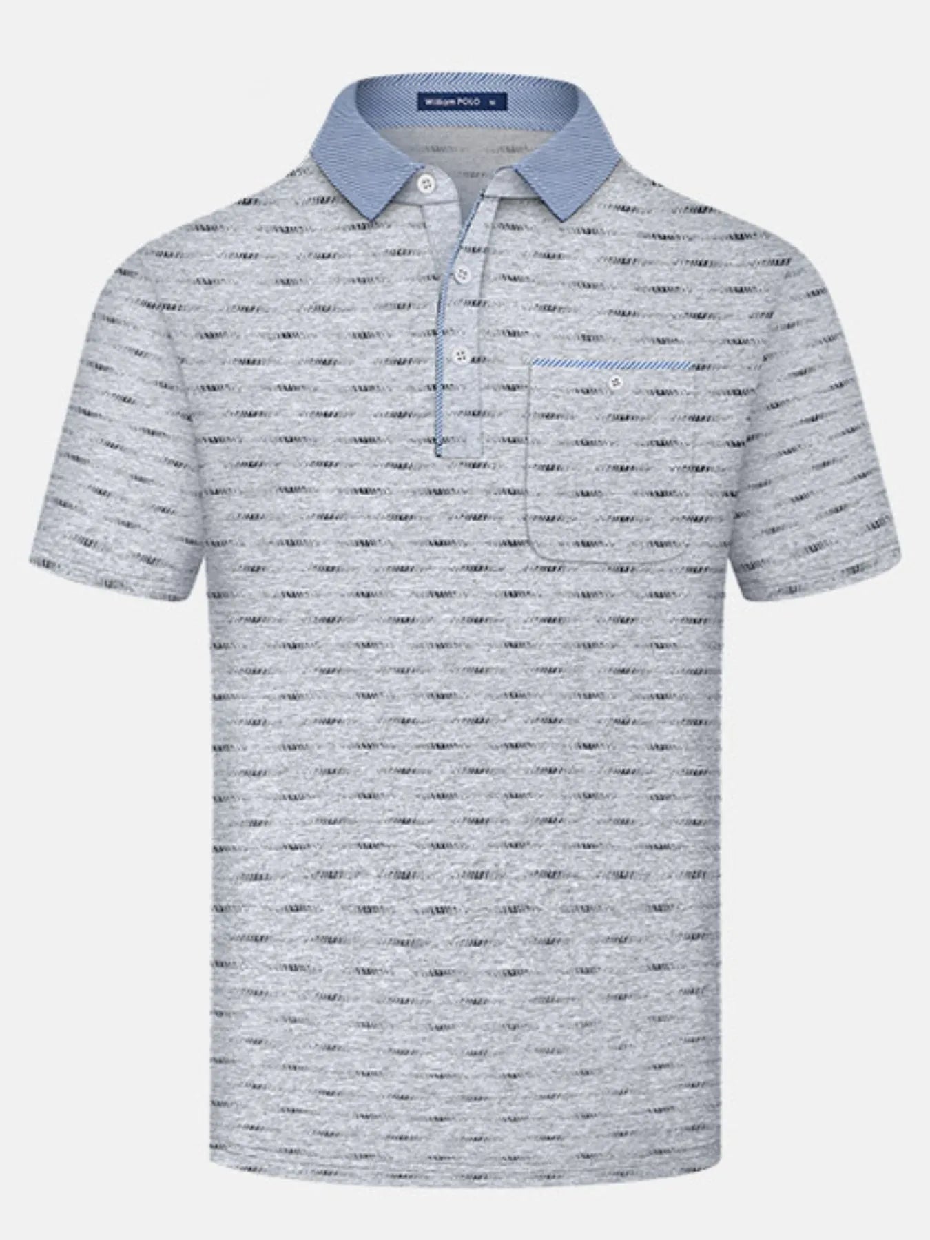 Men's Plus Size Classic Striped Polo Shirt with Contrast Collar