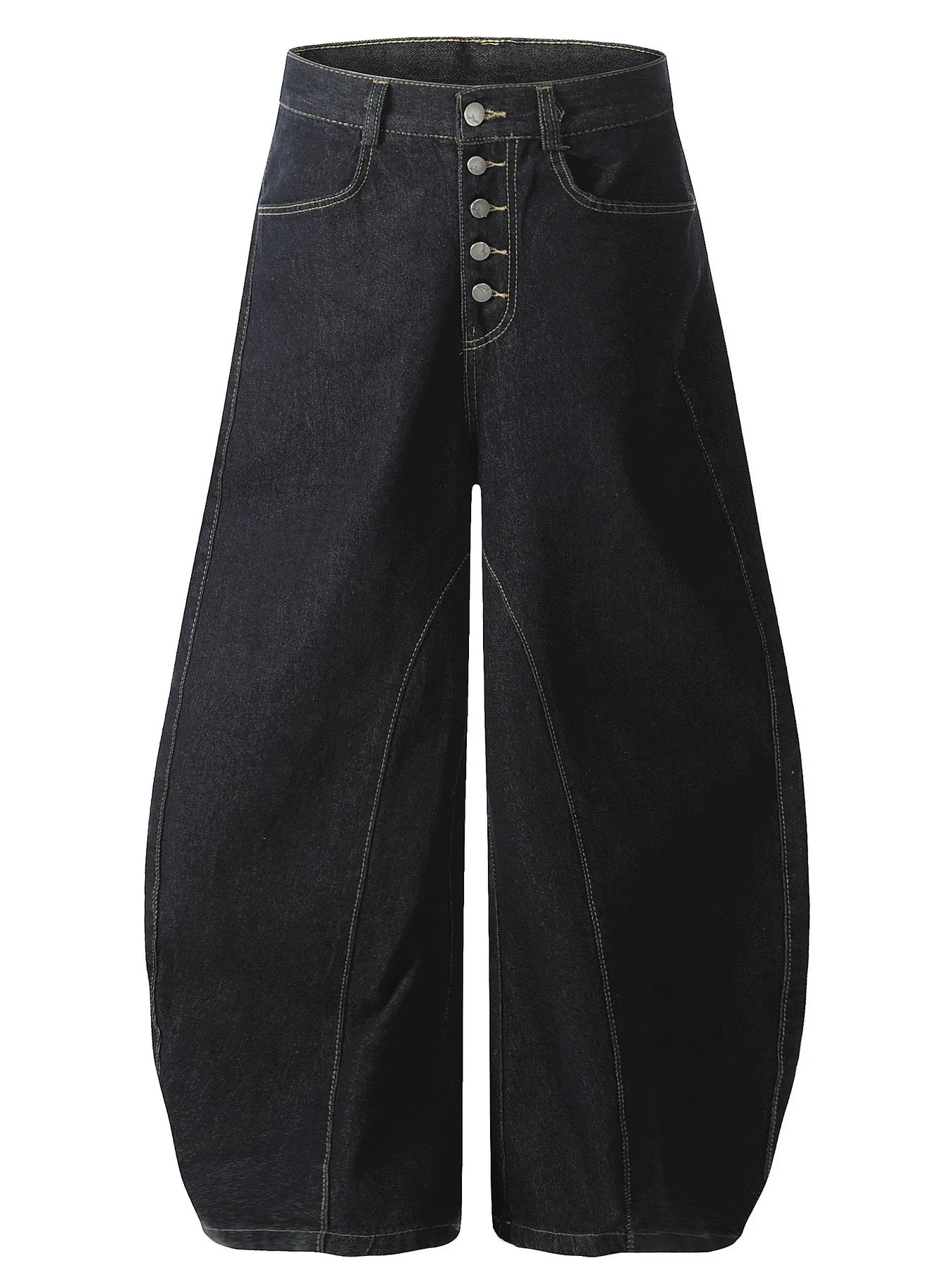 Men's Button Fly High Waist Curved Jeans